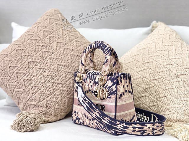 Dior女包 迪奧Lady D-Lite多色刺繡中號戴妃包 Dior手提肩背斜挎包  dfk1752